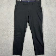J Crew Tech Pants Khaki Chino Mens 34X32 Black Pockets Flat Front Stretch Casual