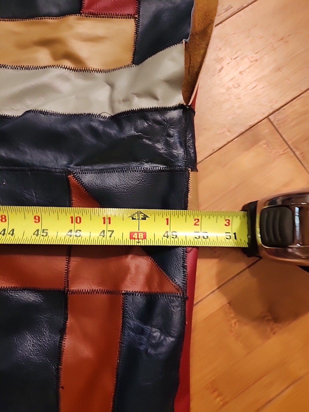 Unique Large Leather Colorful Patchwork Poncho Se… - image 8