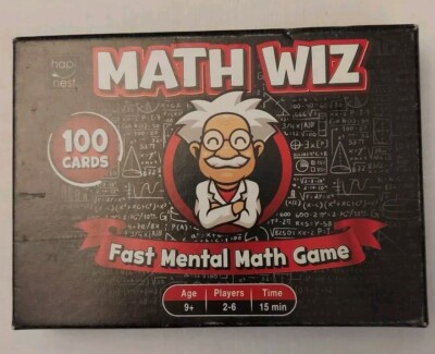 Hapi Nest Math Wiz 100 Cards Fast Mental Math Game 2-6 Players Ages 9+ - New