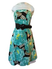 CAROLE LITTLE~BEAUTIFUL STRAPLESS BELTED TEA DRESS~ADJ. SHELF BRA~LADIES SZ:8
