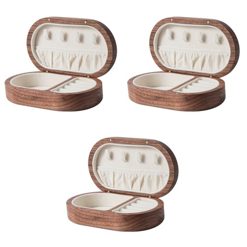 3 PCS Schmuckschatulle Aus Massivem Holz Kleines Schmuck-Reiseetui - Bild 6 von 12