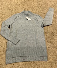 NEW 69 LOFT size XS SWEATER Light Blue Speckled Mock Neck Long Sleeve SOFT Z23