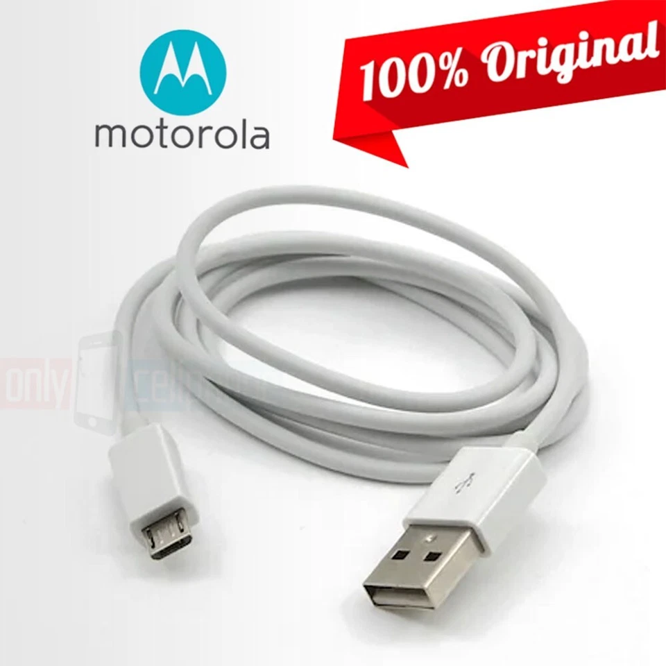 Original Motorola White Micro-USB Charge Sync Data Cable for Moto G5 G4 Play E4 - Image 2 of 4