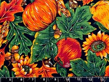 Tina Scrap Acorn Leaf Pumpkin Fall Autumn Harvest 8"x21" Fabric Cotton sunflower