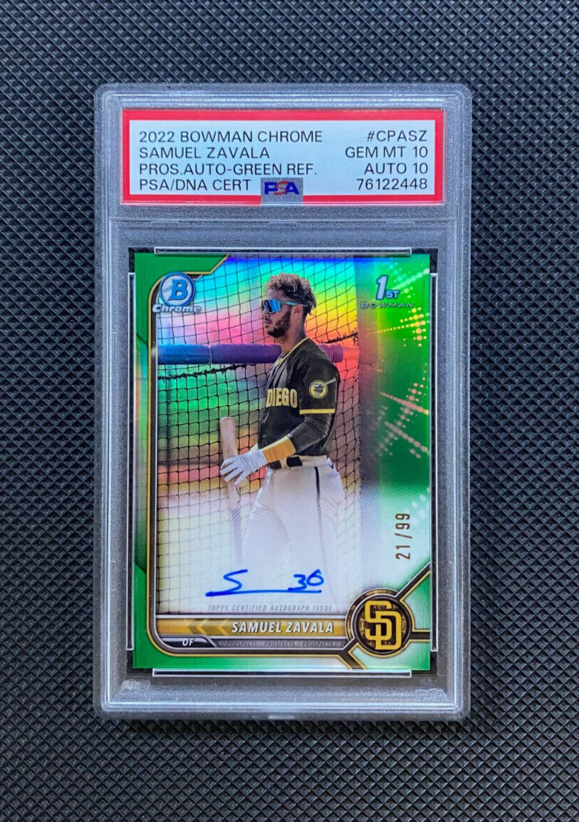 2022 Bowman Chrome 1st Samuel Zavala /99 True Green Prospect Auto Dual PSA 10