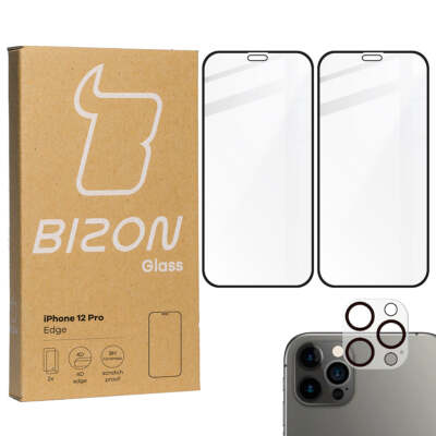 2x Gehärtetes Glas + Kameraglas für iPhone 12 Pro Bizon Displayschutzglas Glas