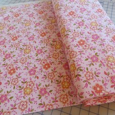 By The Yard, Medium Flowers On Light Pink  3.99 Ships Any Amount Of Fabric.