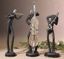 Three Modern Art Statues Sculptures Musicians Figurines Uttermost 19061