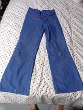 VTG 1970's Jeans Boys Blue with Leather Decals