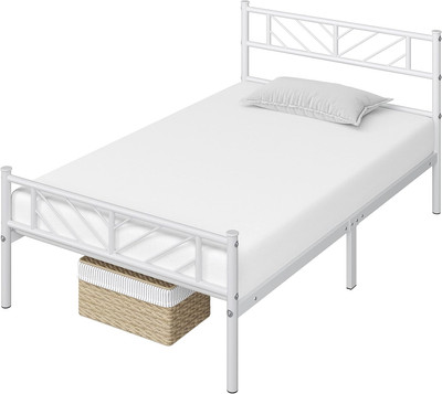 Twin Size Metal Platform Bed with Arrow Design Headboard and Footboard, 13 Inche