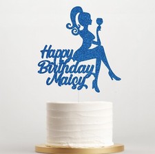 Personalised Happy Birthday Glitter Cake Topper For Lady Custom Birthday Topper