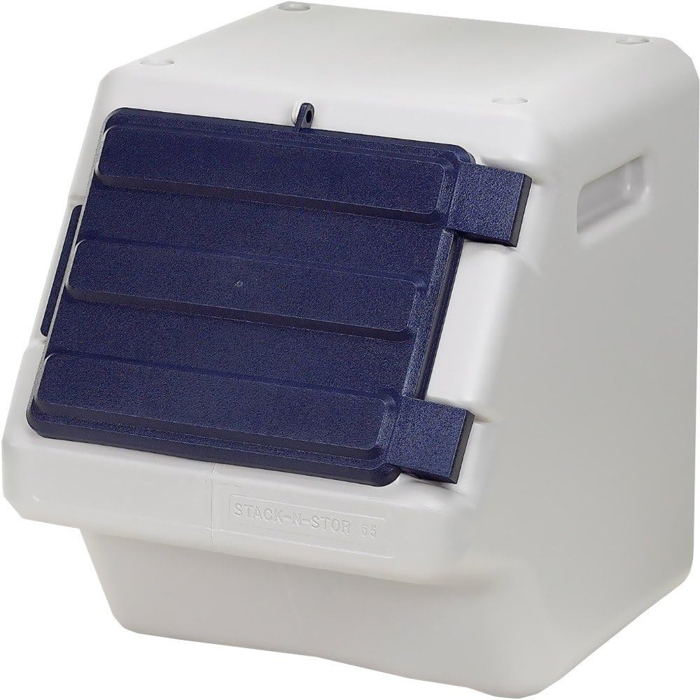 Coastal - - Stack-N-Stor Food Storage, Beige and Navy, 18 Gal (Medium)