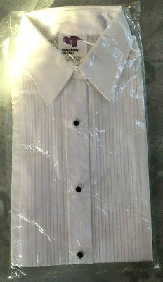 Tuxedo Shirt White Black Buttons Caterer Uniform Server Lay Down Women's 10 NIP