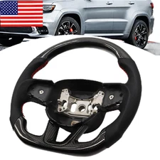 Real Carbon Fiber Steering Wheel For 2015-2024 Dodge Challenger Charger SRT