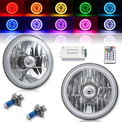 5-3/4 RGB SMD Color Change White Red Blue Green LED Halo Angel Eye Headlights Pr