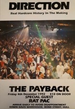 Direction "payback" 4.12.92 @ edwin davis warehouse hull rave flyer A5