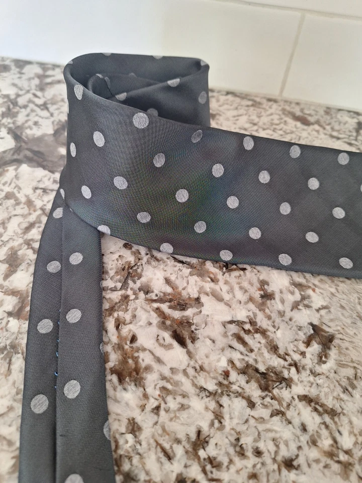 Corbata Paul Smith Cuello Gris Seda Blanco Lunares Fina Italia Foto 2 de 4