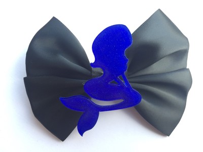 Black Blue Mermaid Hair Bow Goth Gothic Emo Punk Tumblr Disney