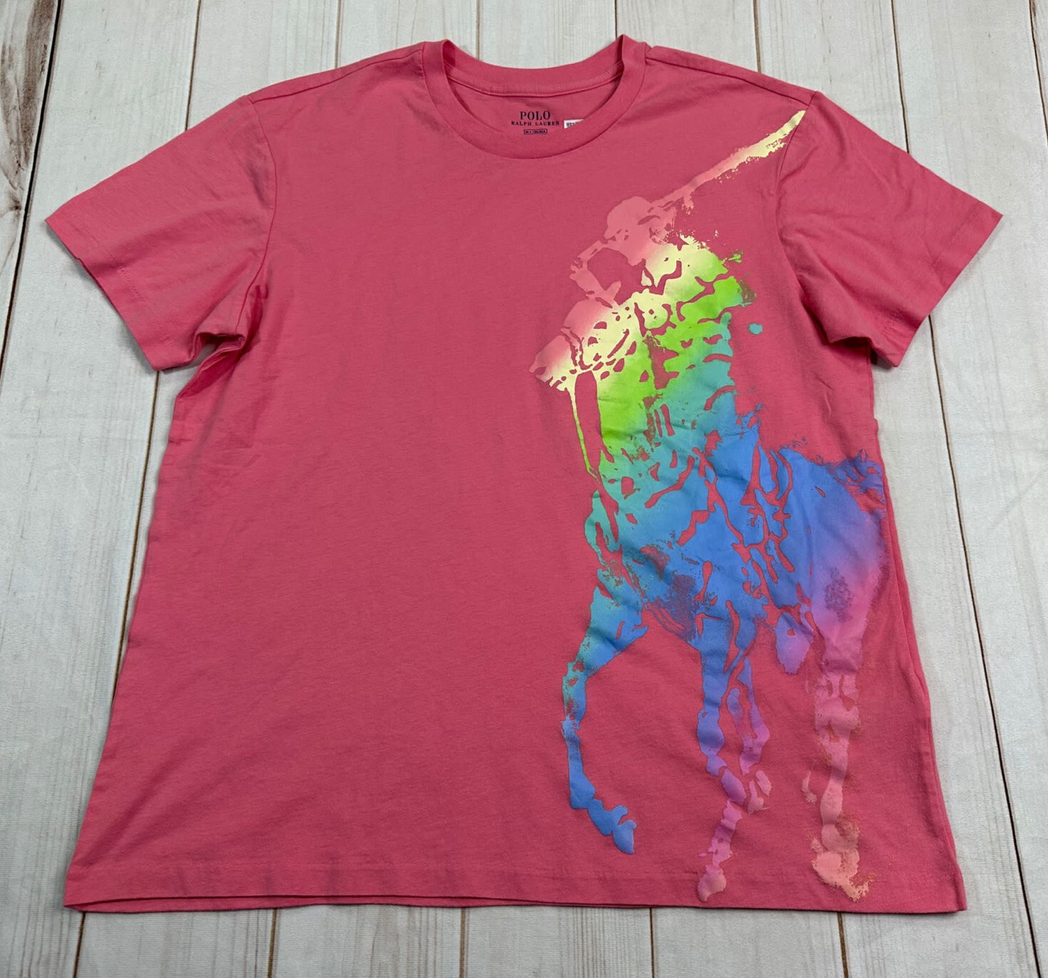 T shirt Polo Ralph Lauren Big Girls rosa M Big Pony Jersey The Big Shirt nuova senza etichette