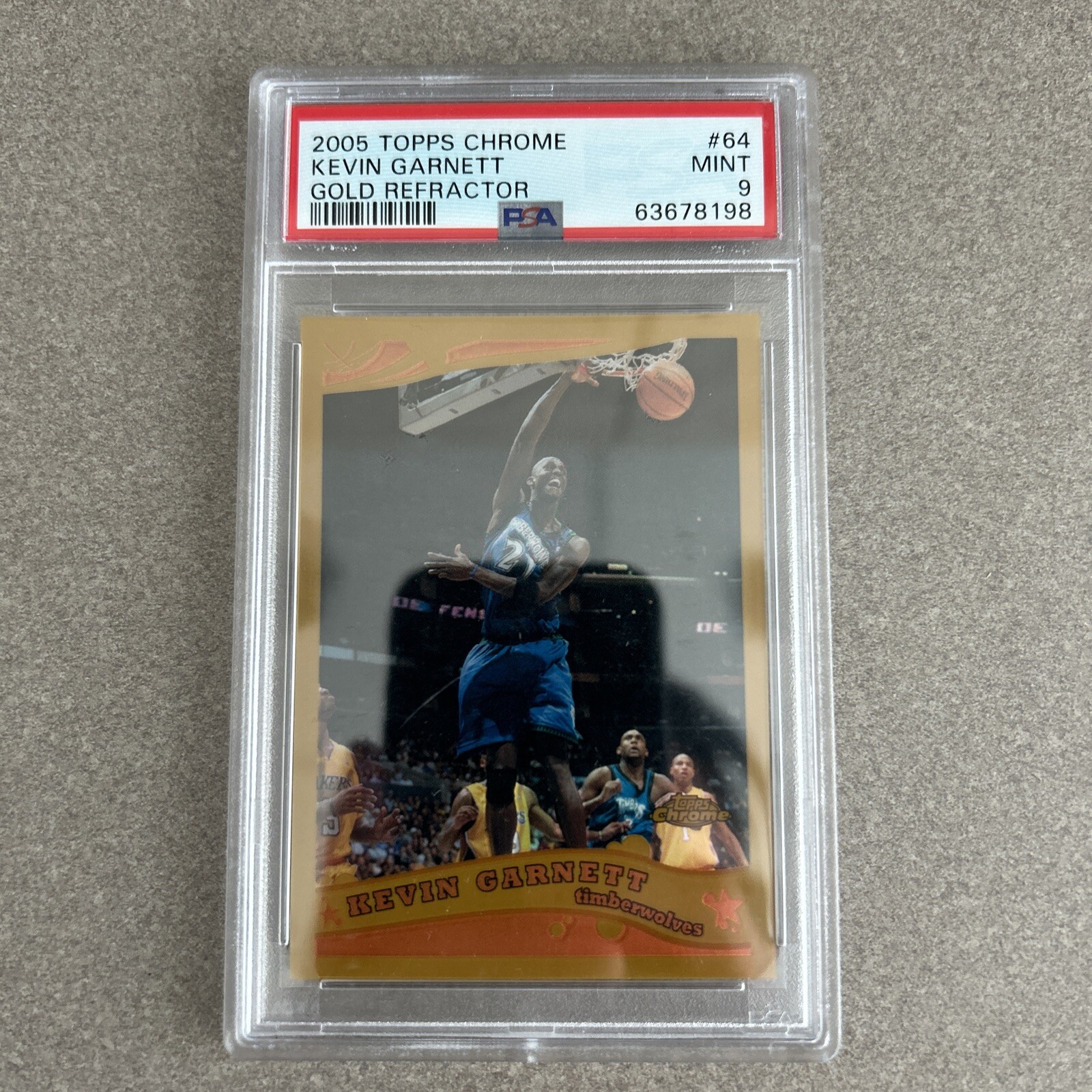 2005-06 Topps Chrome Kevin Garnett Gold Refractor 1/99 PSA 9