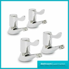 New Chrome Bathroom Taps ¼ Turn Lever Tap Bathroom Set Low Pressure 0.1 Bar 