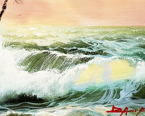 8x10-Stretched-Seascape #3, Oil Painting on Canvas-(Not Framed) - Picture 4 of 6