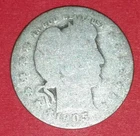 1905 Philadelphia Mint Silver Barber Quarter  ID #77A-9