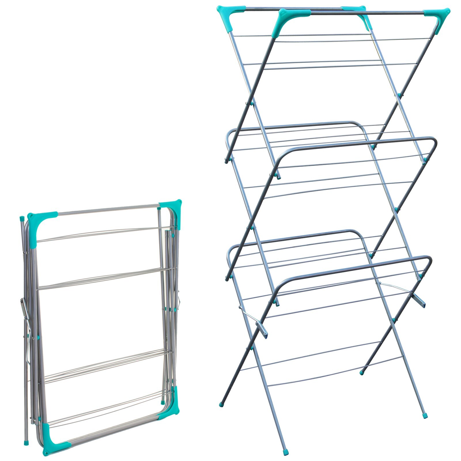 Concertina Clothes Airer 3 Tier Laundry Tower Dryer Indoor Outdoor