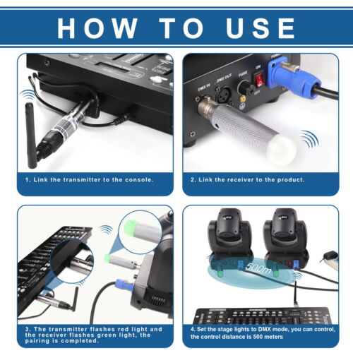 2.4G Wireless Rechargeable Receiver DMX512 XLR Transmitter Set For Stage Lights - Picture 3 of 11