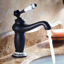 Black Brass Basin Mixer Sink Faucet Bathroom Tap Ceramic handle US