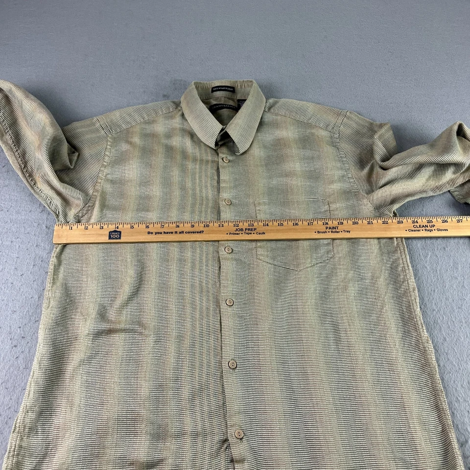 Jhane Barnes Shirt Mens XL Beige Striped Button Up Cotton Long Sleeve - Image 4 of 4