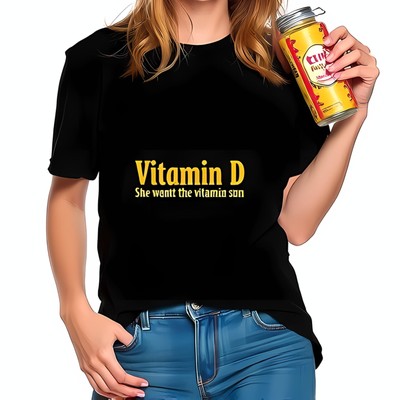 Women's Cotton Short Sleeve T-Shirt with Playful 'Vitamin D She -All-cotton