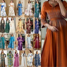 Moroccan Kaftan Women Muslim Abaya Maxi Dress Turkey Long Robes Dubai Dresses