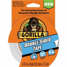 Gorilla 1.41 In. x 8 Yd. Double-Sided Duct Tape, Gray 100925 6pk