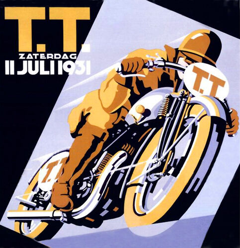 Dutch TT Vintage Poster Motorcycle T-Shirt. Gents, Ladies & Kids Sizes Motorbike - Afbeelding 1 van 2