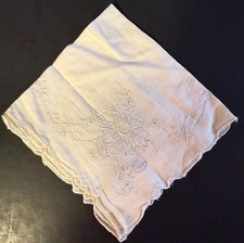 VTG Embroidered Linen Handkerchief As Ss