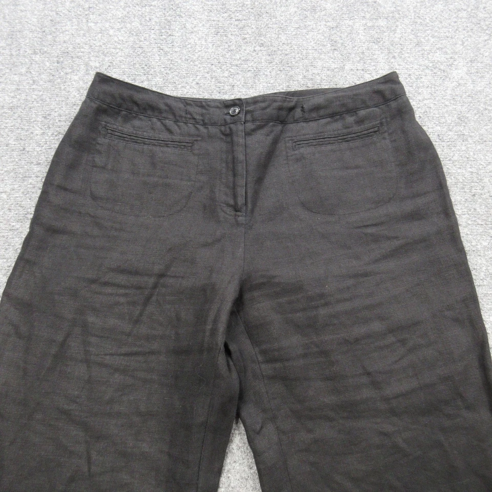 Pantalones Charter Club para mujer 14 negros calce clásico lino pierna ancha trabajo oficina informales Foto 4 de 4