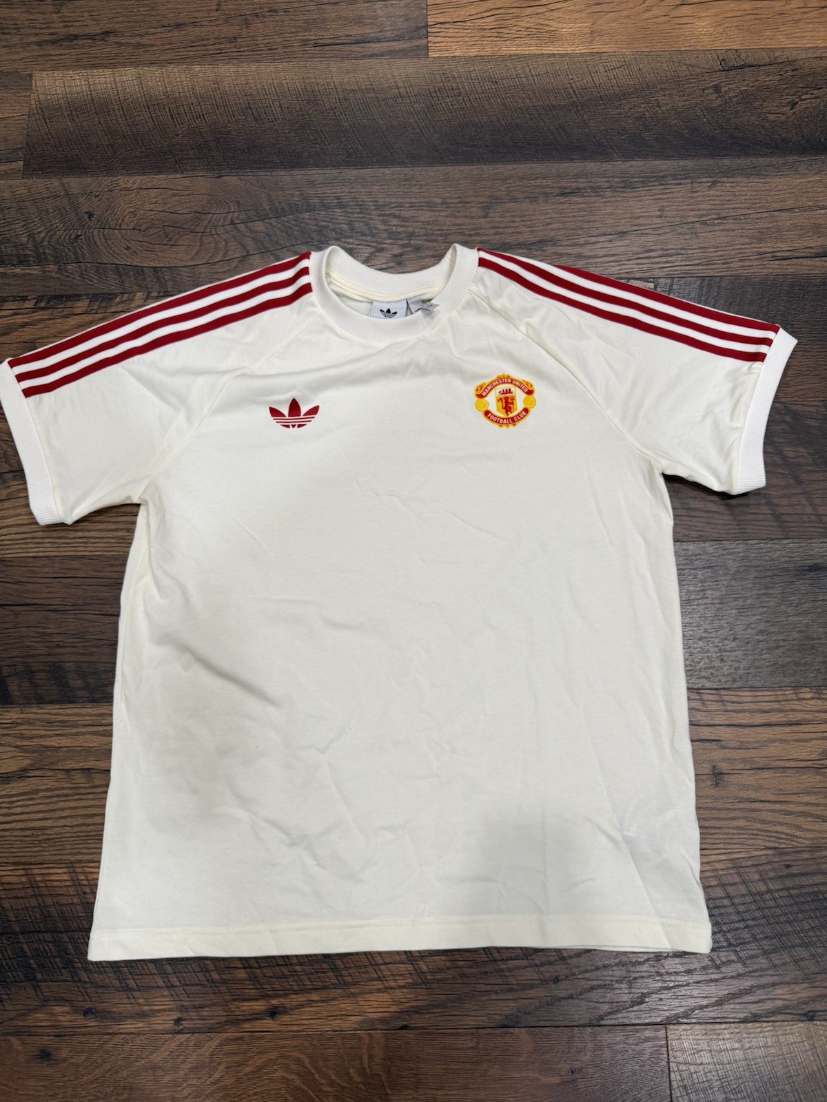 Adidas Manchester United Adicolor Classics 3-Stripes Shirt Siz XL Off White RARE