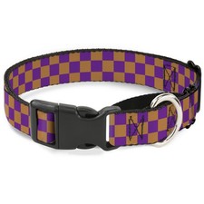 Plastic Martingale Collar Checker Purple/Gold   Medium 11-17" (US IMPORT)