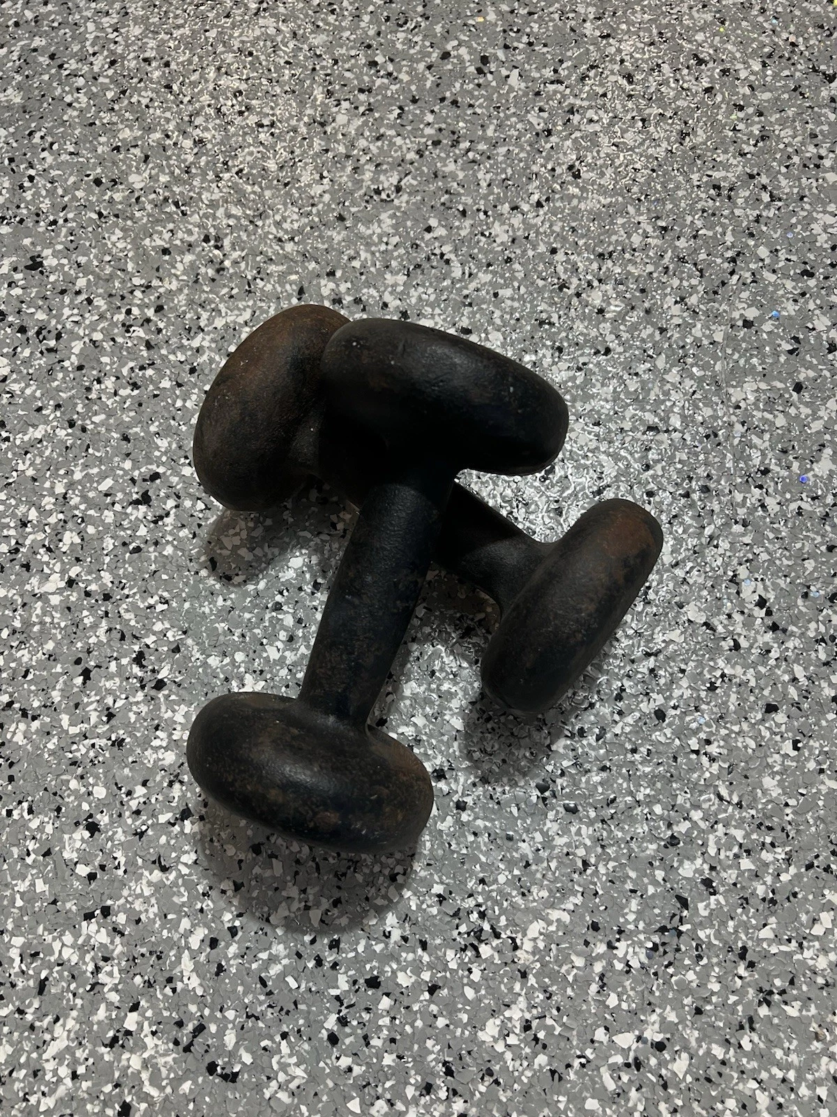 Vintage Cast Iron Dumbbells Pair 8LB Antique Old School Gym Weights