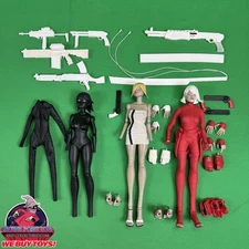 ThreeA 3A Red Devil Lady Sham Figure Popbot Lot Of 3 Black White Red