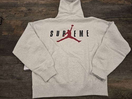 JORDAN X SUPREME 24AW ASH GREY HOODIE MENS...SZ XS...BNWT...HF0836-051 - Picture 3 of 4