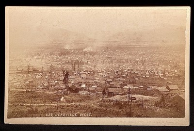 VERY RARE CABINET CARD PHOTO - LEADVILLE, CO. GOLD MINING SCENE BY W.H. JACKSON