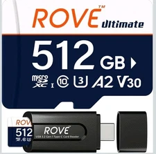 ROVE Ultimate Micro SD Card microSDXC 512GB Memory Card with USB 3.2 Type C