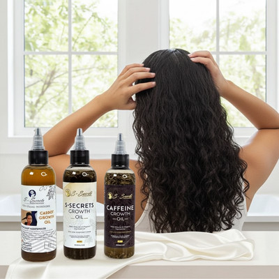 S-Secrets Ultimate Hair Growth Bundle - 3 Bottles x 2oz (6oz total) with Biotin,