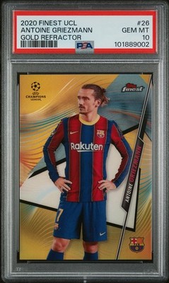2020 TOPPS FINEST UCL  - ANTOINE GRIEZMANN GOLD REFRACTOR /50 #26 PSA 10