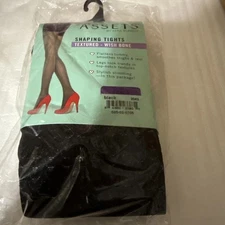 Spanx Assets Shaping Tights Size 5 Black Textured Wish Bone By Sara Blakely