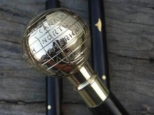 Victorian Walking Cane with Silver Globe Head Wooden Walking Stick Solid Gift