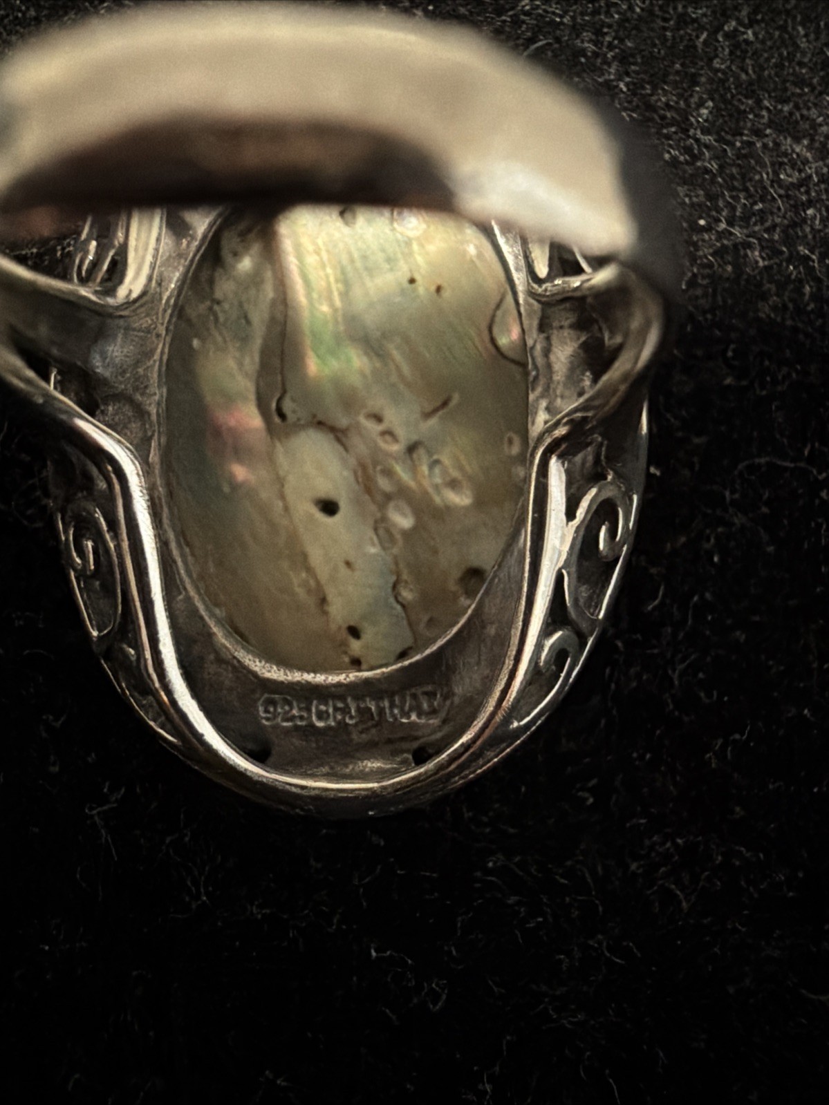 Abalone Shell Sterling Silver Ring Inlay Set Fili… - image 5