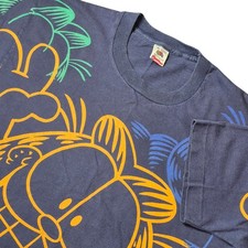 VTG Fruit of the Loom Garfield All Over Print Graphic Tee Made in USA Men’s XL